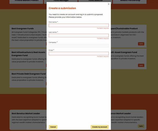 IPEM Wealth Awards - Log in or register