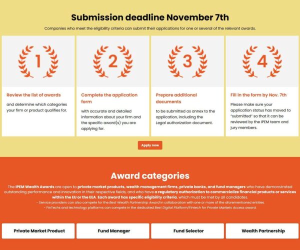 IPEM Wealth Awards - Review the list of categories