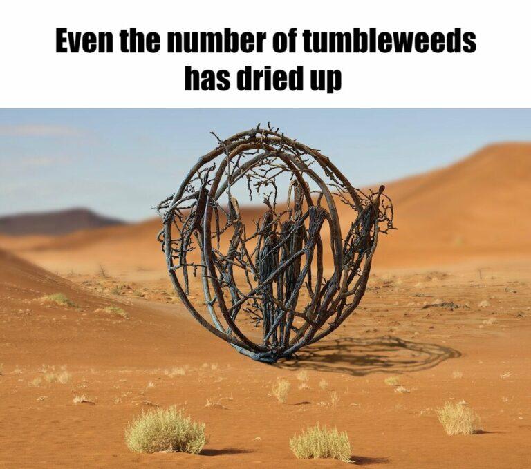 Meme - Even the number of tumbleweeds has dried up