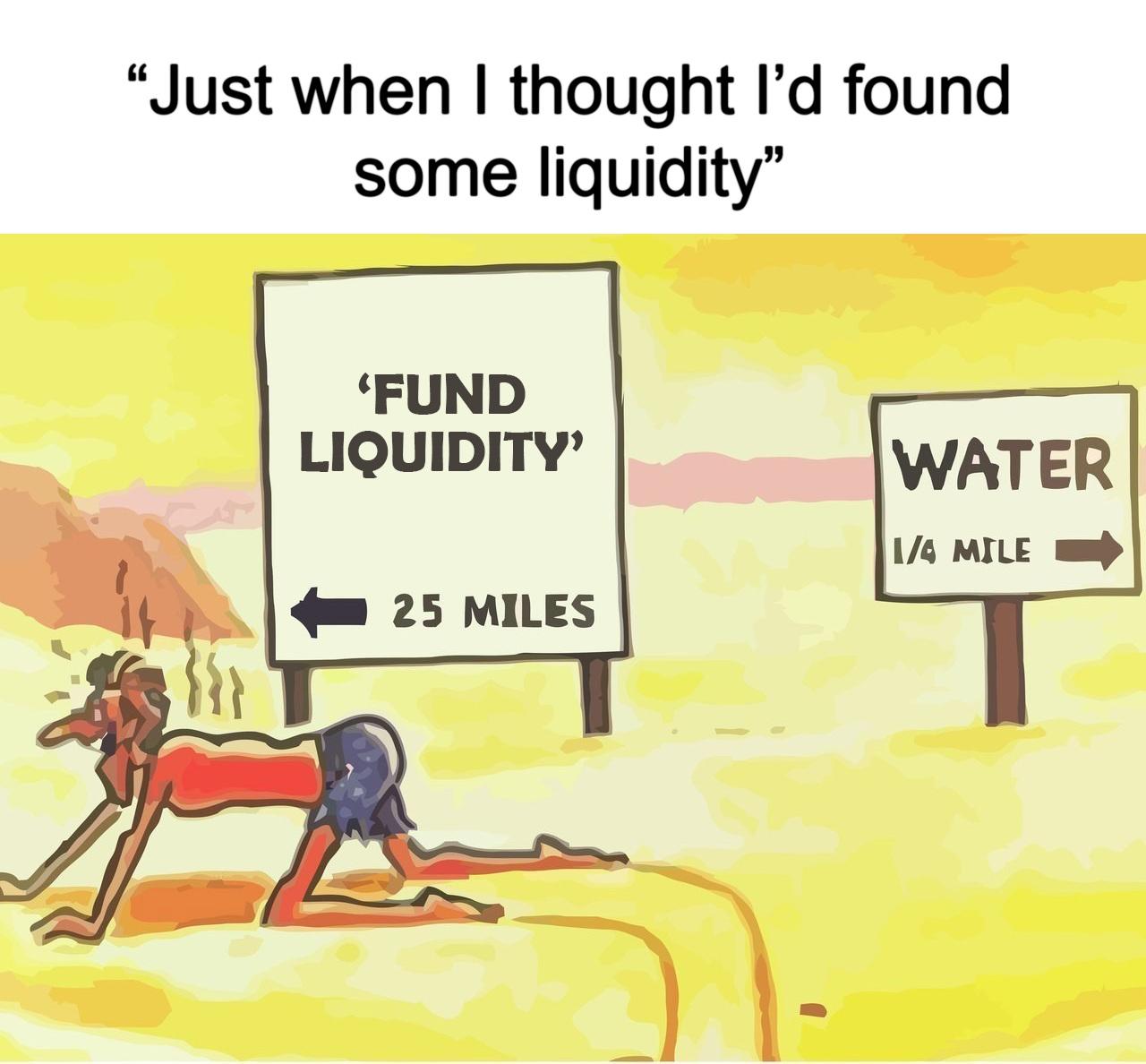 Meme - “Just when I thought I’d found some liquidity” Meme - “Just when I thought I’d found some liquidity”